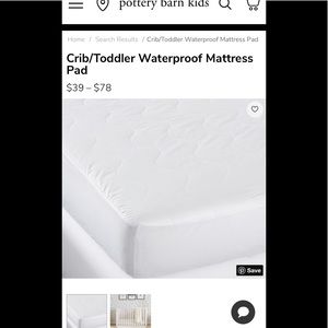 Pottery Barn kids Waterproof crib mattress pad